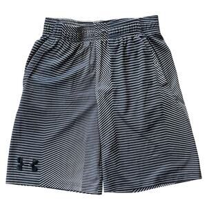 Under Armour HeatGear Gray & White Striped Athletic Training Shorts Boys Medium